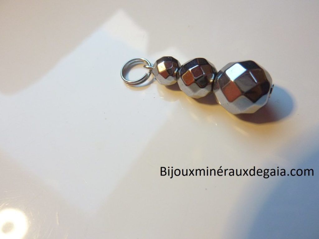 Pendentif Hématite - Perles rondes 10-8-6 mm
