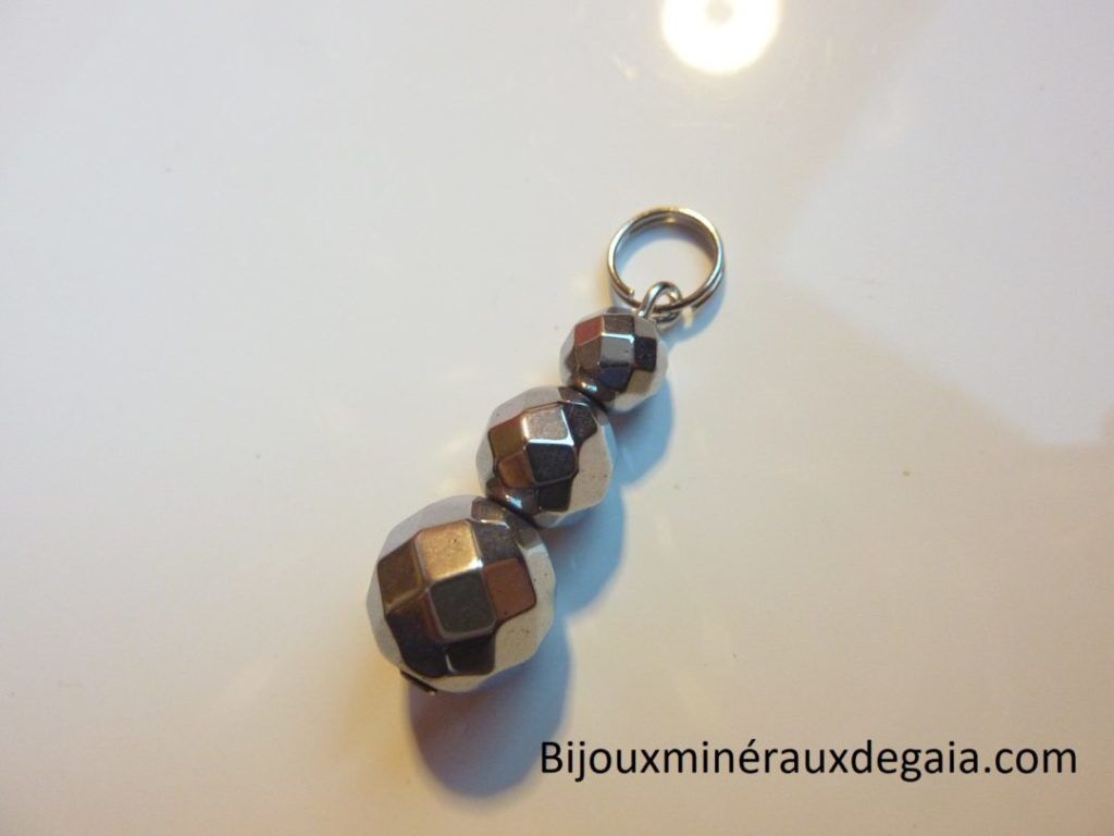 Pendentif Hématite - Perles rondes 10-8-6 mm