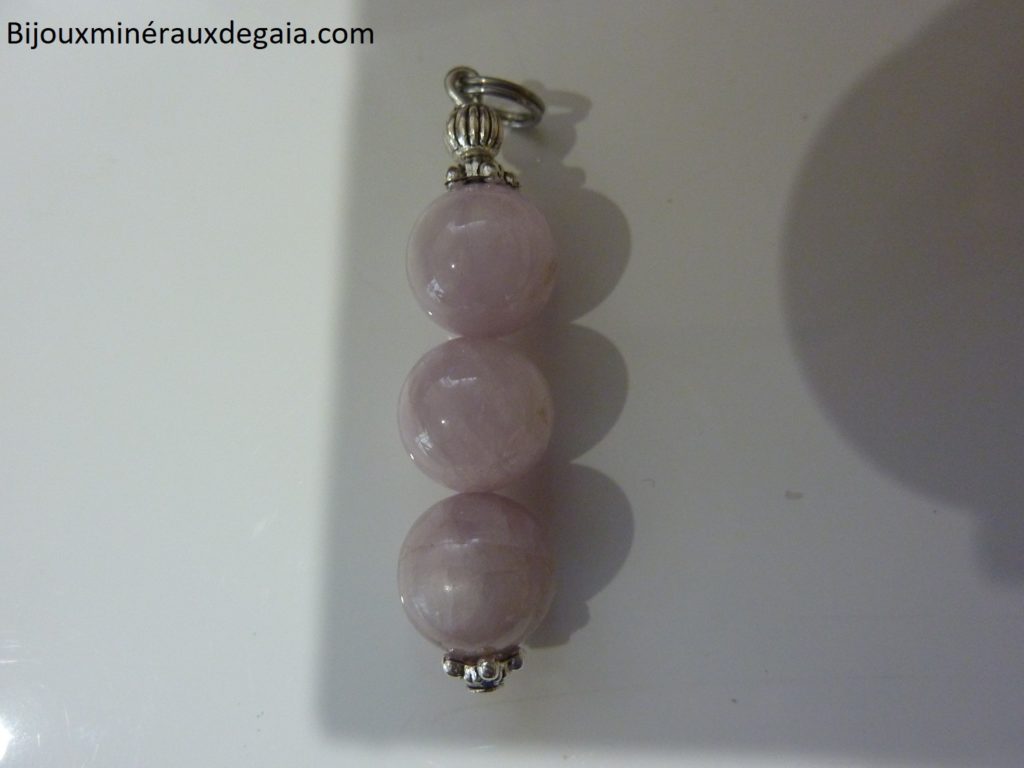 Pendentif Kunzite-Perles rondes 10 mm