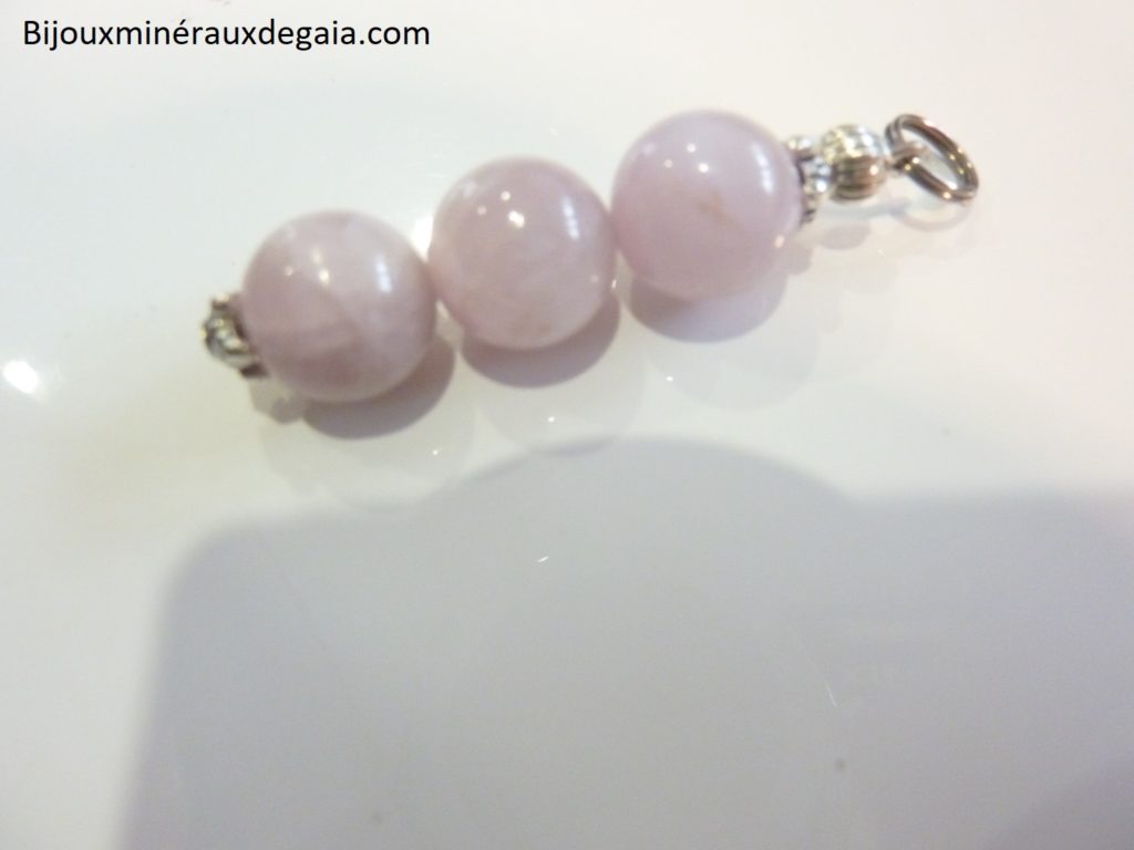 Pendentif Kunzite-Perles rondes 10 mm