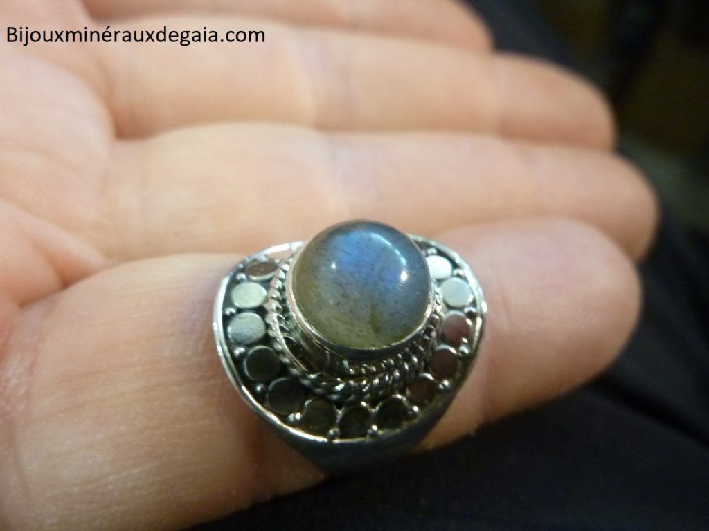Bague Labradorite monture argent 925 taille 54 ref 4537