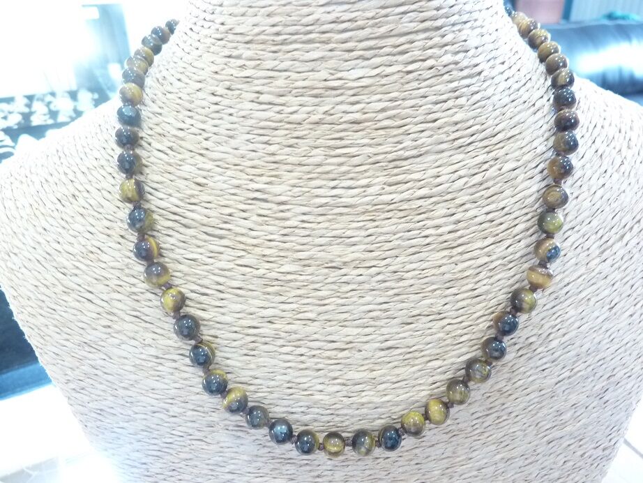Collier Oeil de tigre - perles rondes 6 mm
