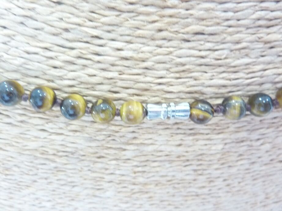 Collier Oeil de tigre - perles rondes 6 mm