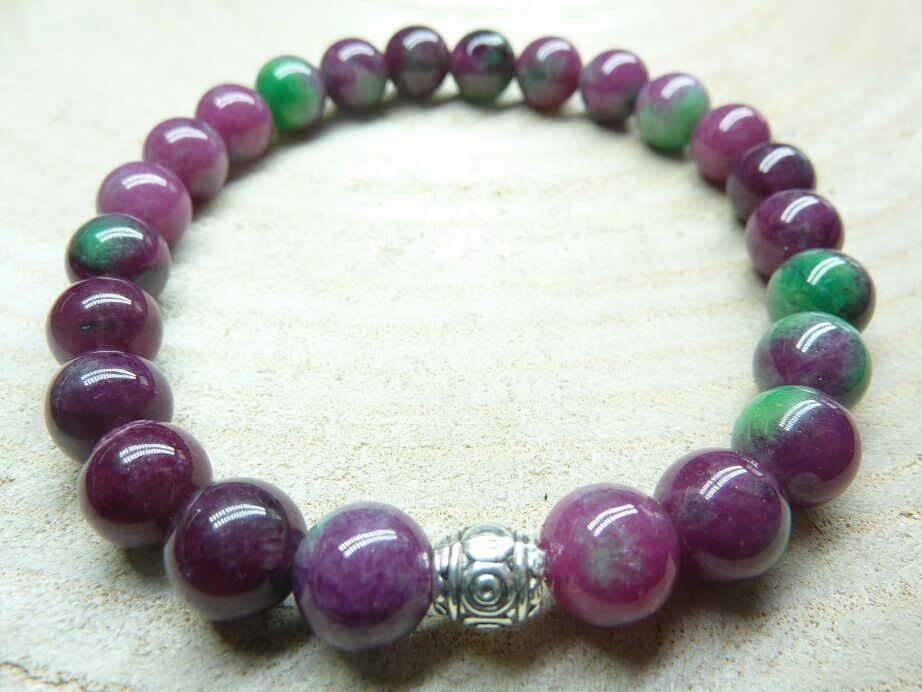 Bracelet Rubis Zoisite - Perles rondes 8 mm