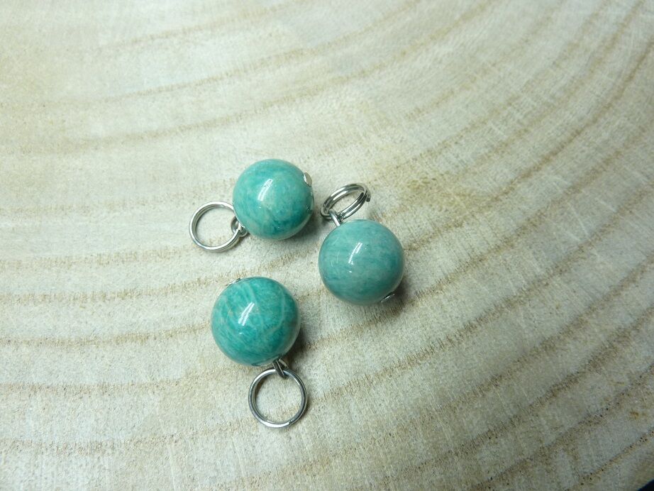 Pendentif Amazonite perles rondes 10 mm