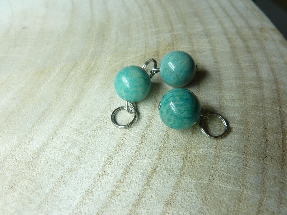 Pendentif Amazonite perles rondes 10 mm