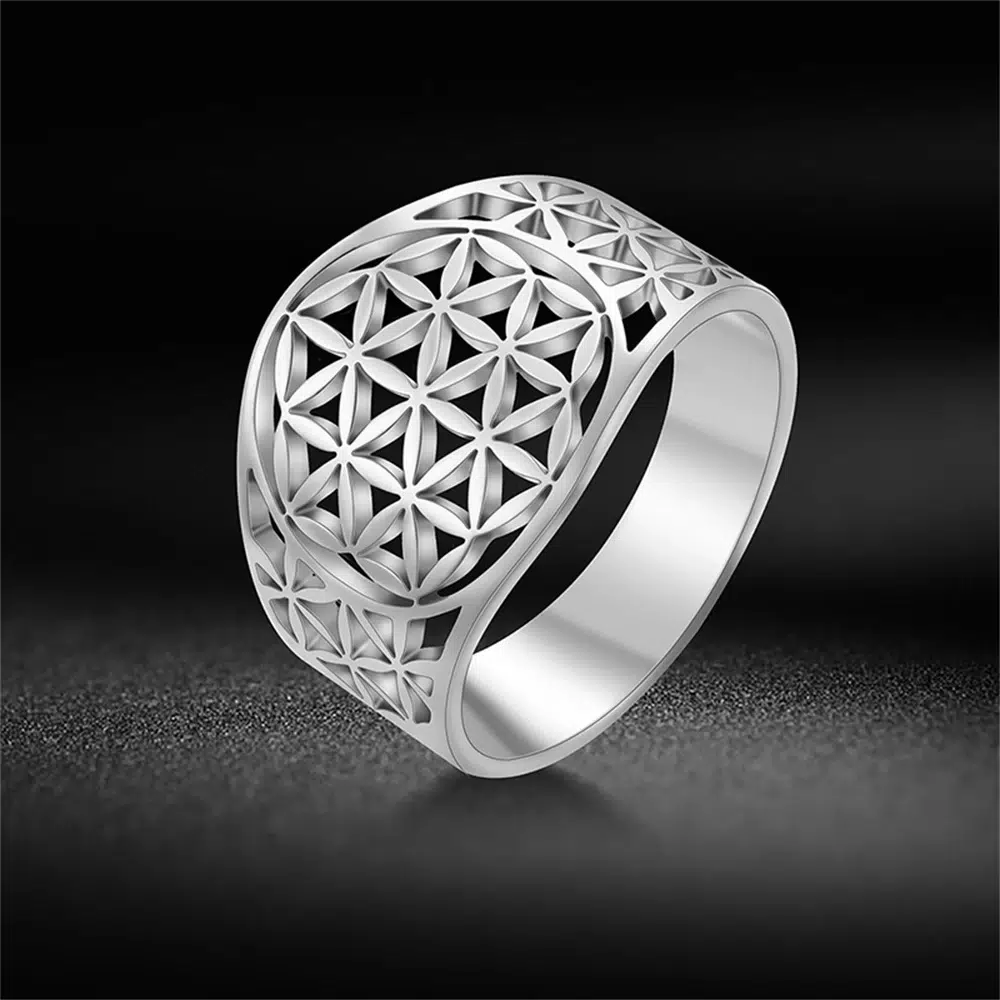 Bague Fleur de vie taille 56 1/2 ref argent