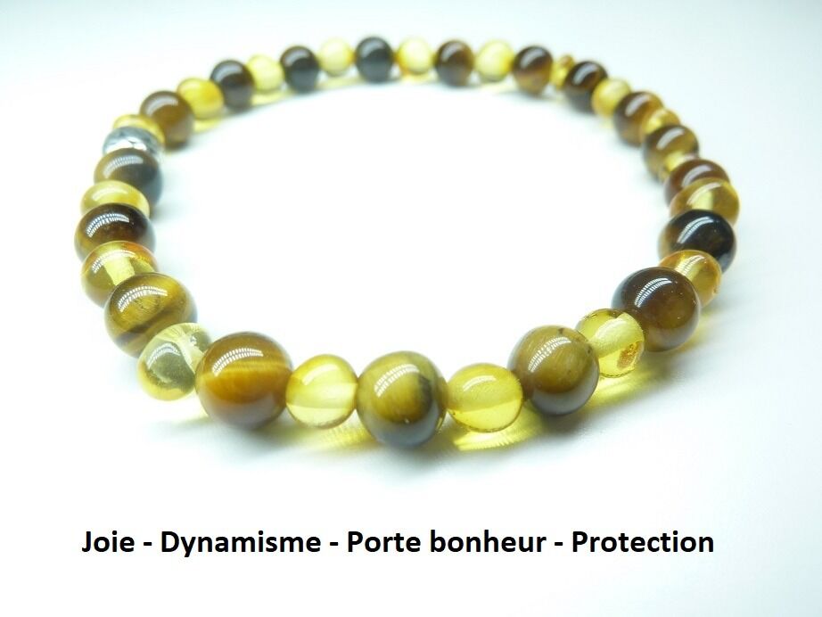 Bracelet Oeil de tigre - Ambre miel