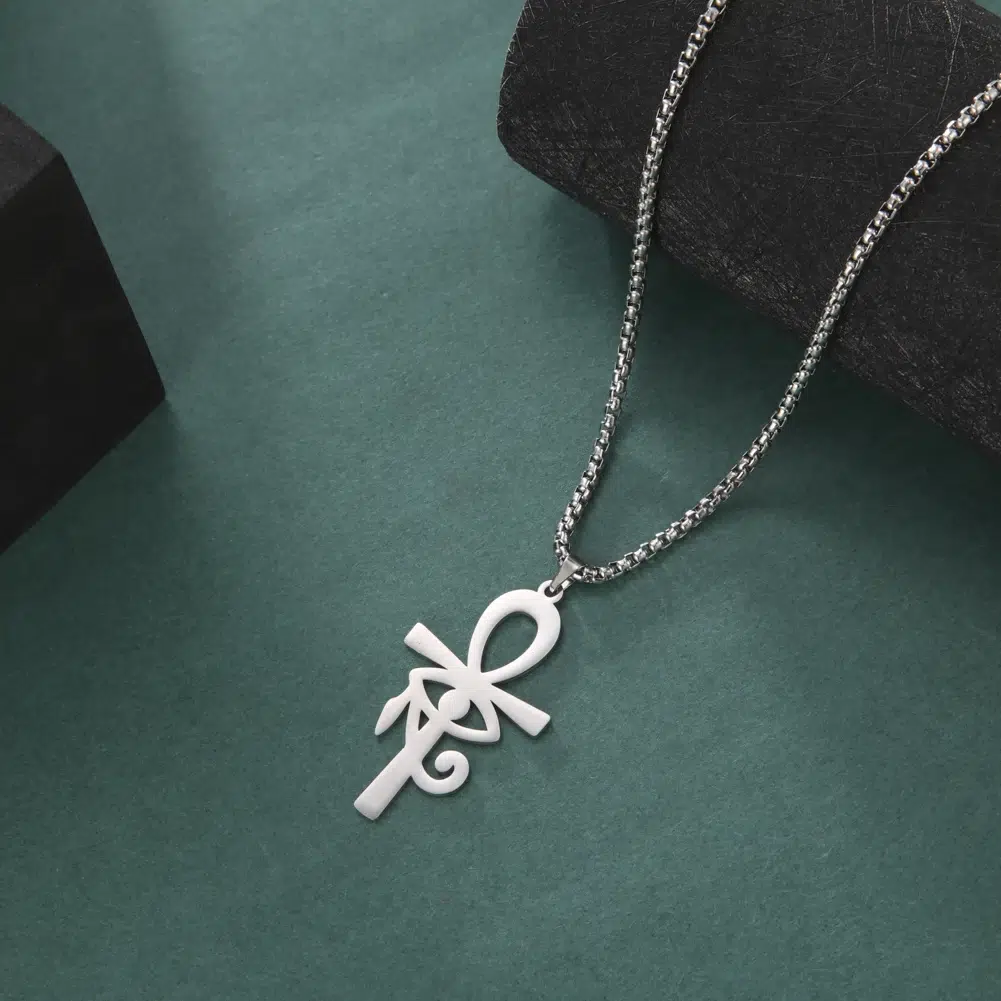 Collier pendentif Croix de Ankh-Oeil d'Horus ref Argent