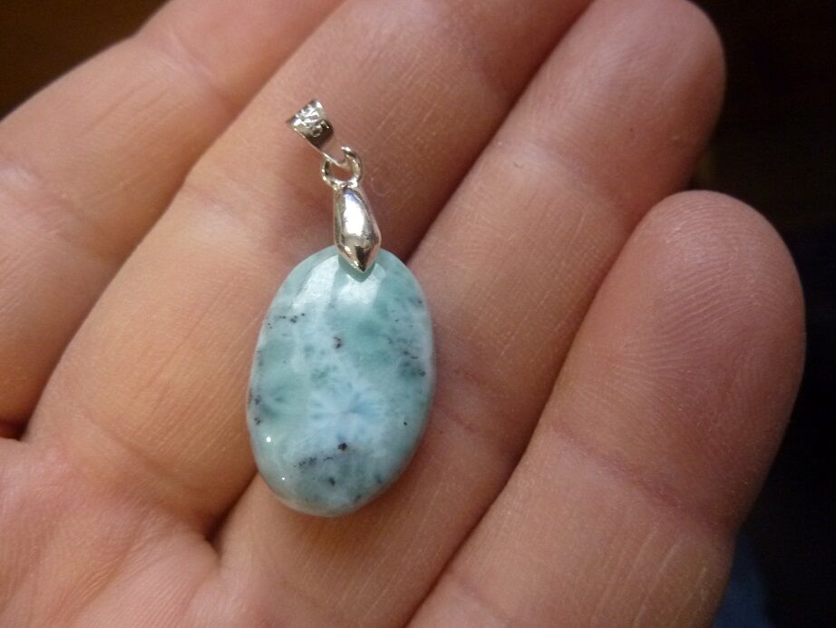 Pendentif Larimar monture argent 925 GG T06