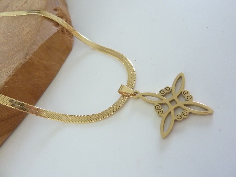 Collier Pendentif noeud de sorcière (Wiccan) ref 02 or – Image 2