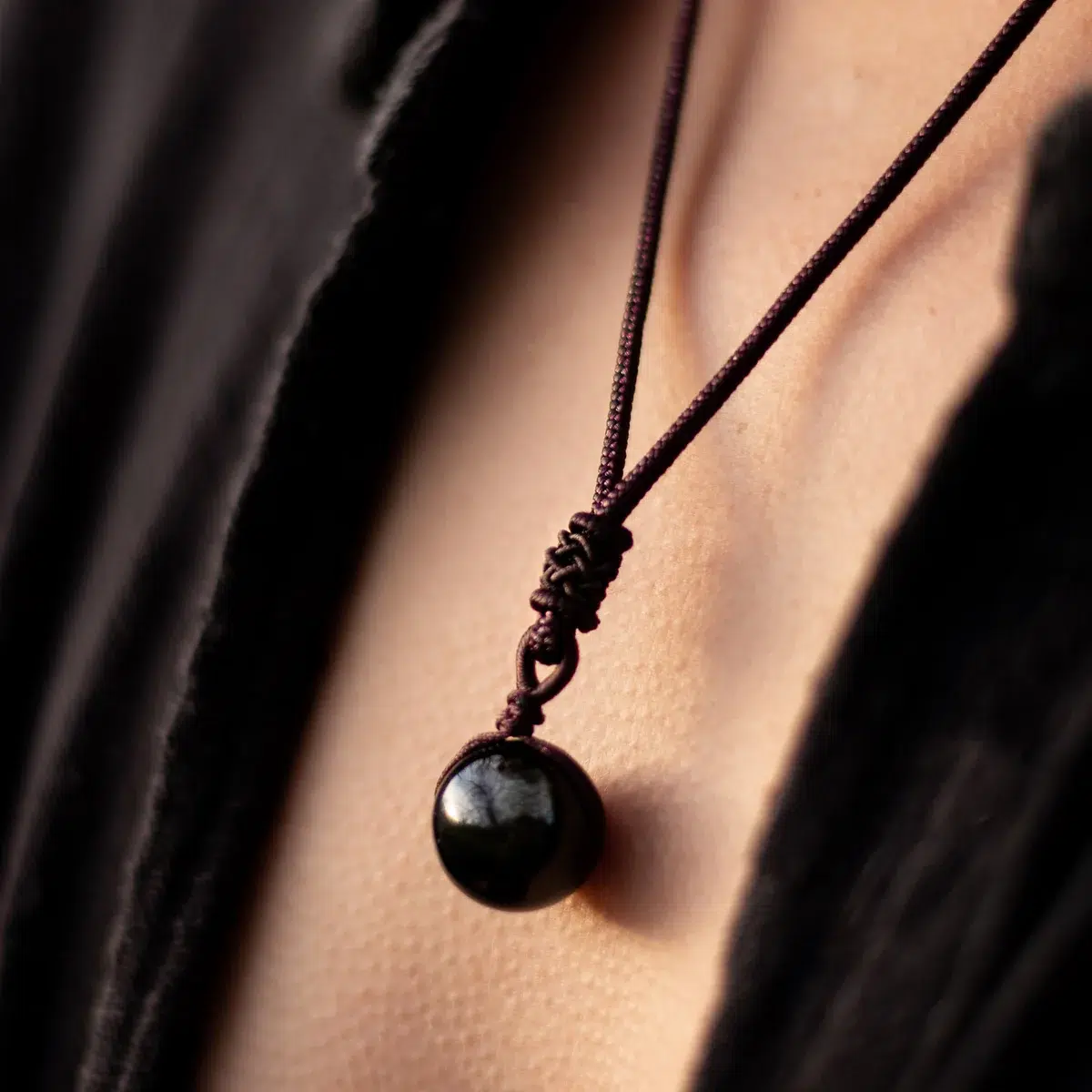 Pendentif Obsidienne dorée sphère 16 mm