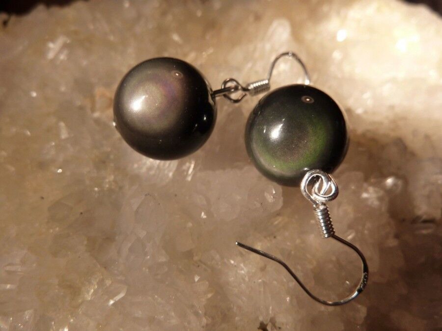 Boucles d'oreilles Obsidienne oeil céleste