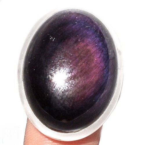 Bague protection obsidienne oeil celeste argent 925 taille 55 ref 1379