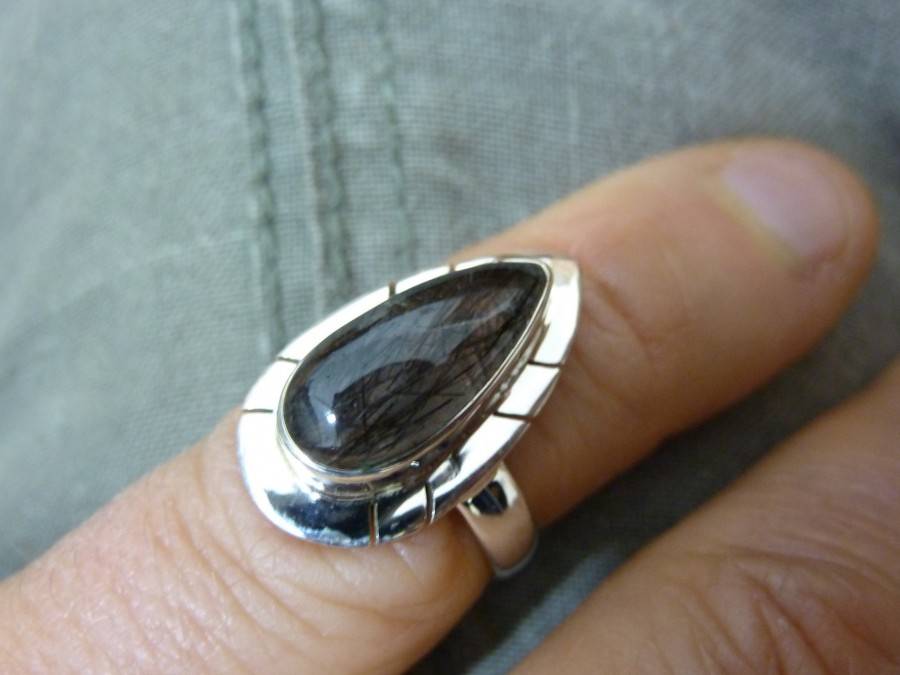 Bague Quartz Tourmaliné monture argent 925 TAILLE 52 3/4 ref 5019 – Image 2