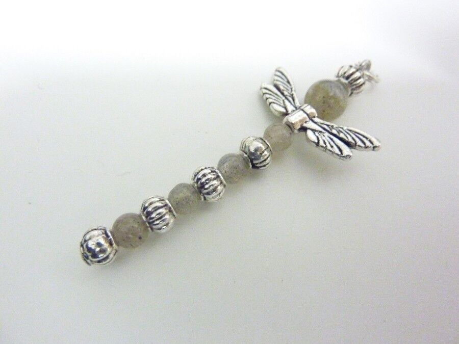 PENDENTIF LIBELLULE PROTECTION LABRADORITE LONGUEUR 5 CM