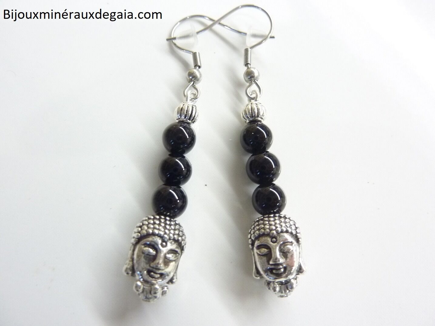 Boucles d'oreilles Tourmaline noir - Bouddha