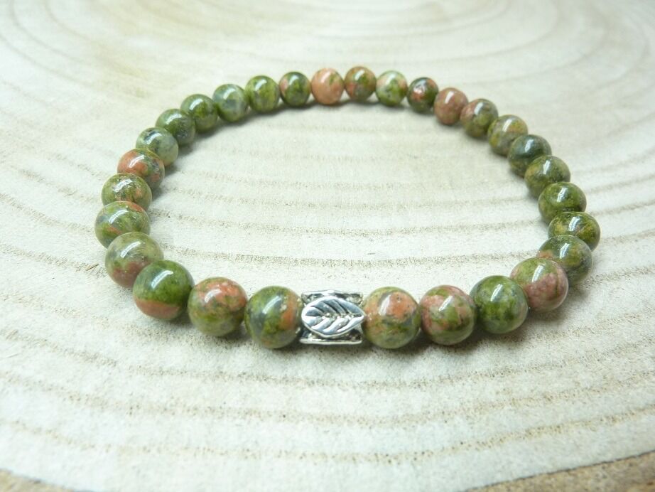 BRACELET UNAKITE EPIDOTE PERLES 6 mm