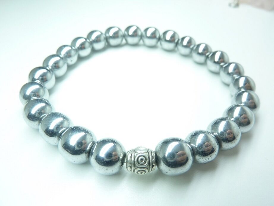 Bracelet en hématite perles rondes 8mm