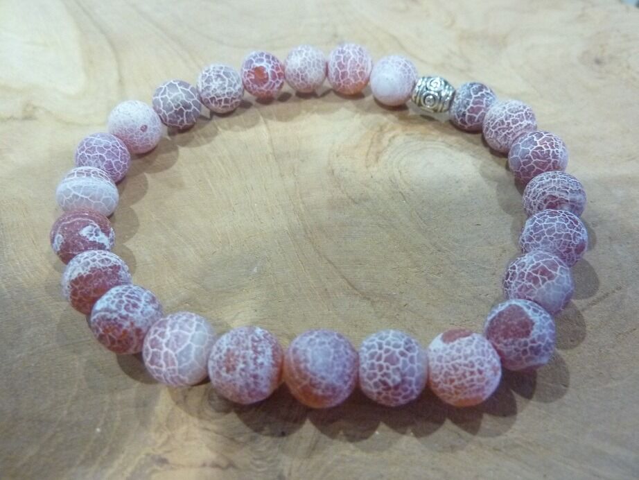Bracelet Agate veine de dragon - perles rondes 7 mm