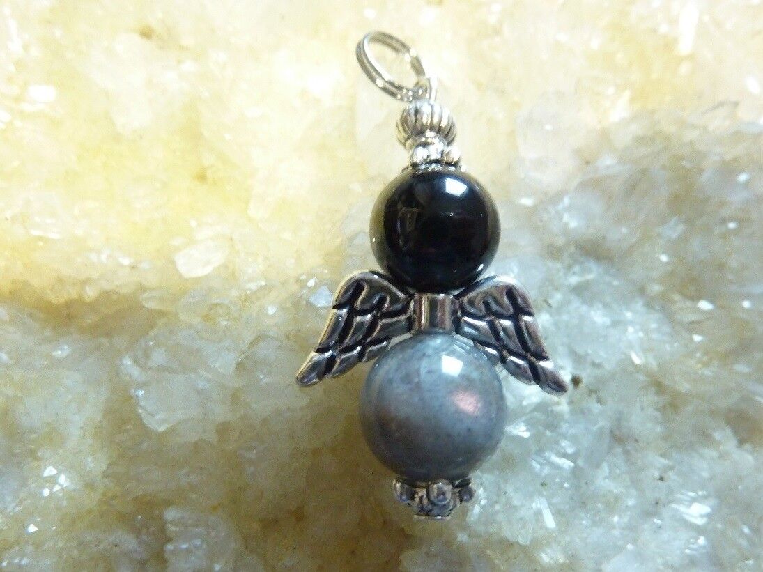 Pendentif labradorite-spinelle noir
