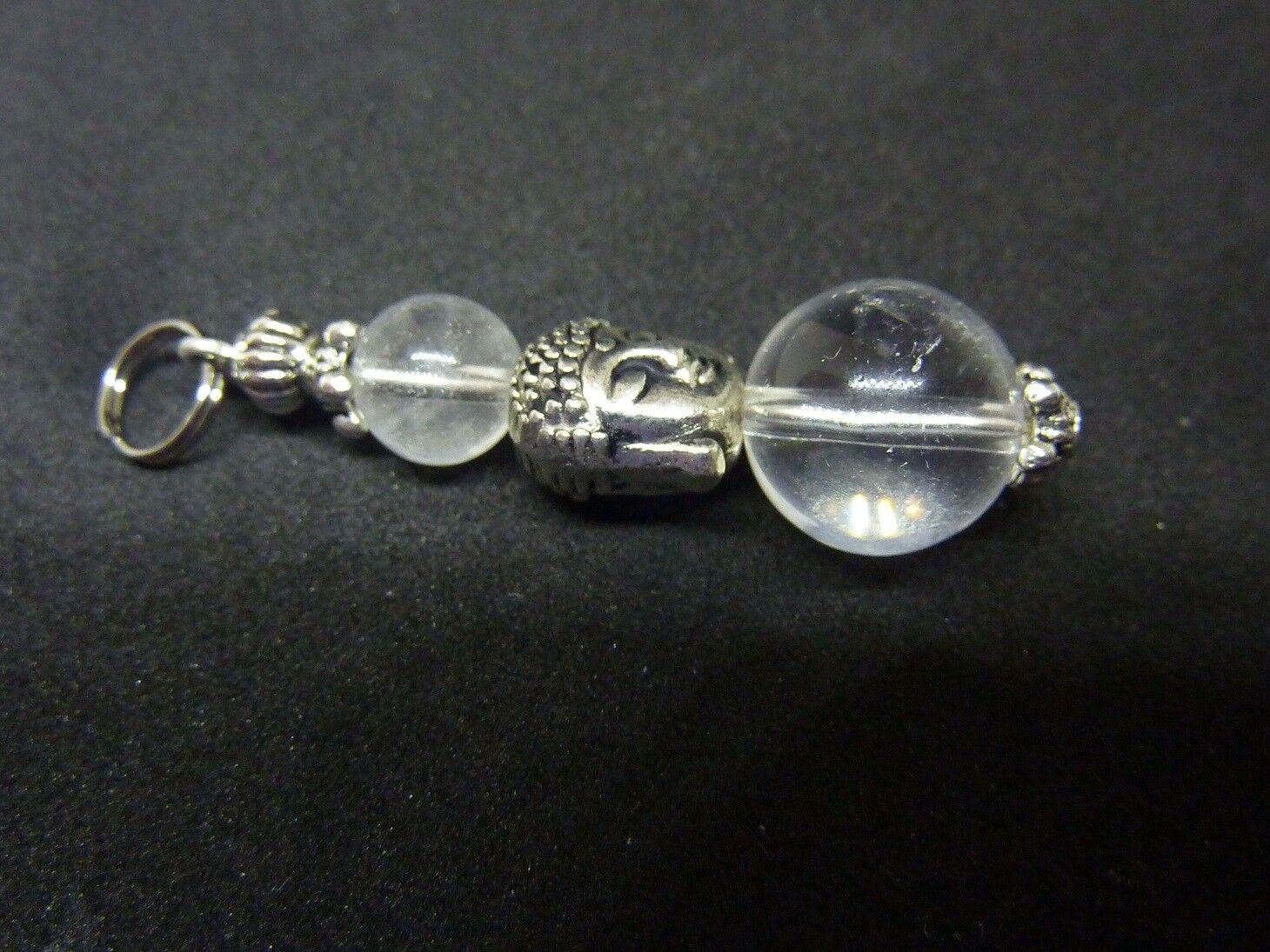 PENDENTIF BOUDDHA QUARTZ CRISTAL DE ROCHE 12 et 8 mm