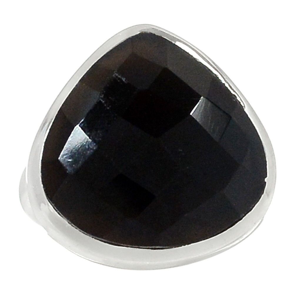 BAGUE PROTECTION SPINELLE NOIR & ARGENT 925 TAILLE 52 3/4 ref 3719