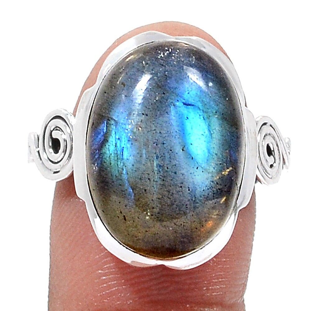 SUBLIME BAGUE EN LABRADORITE & ARGENT 925 TAILLE 60 ref 3190