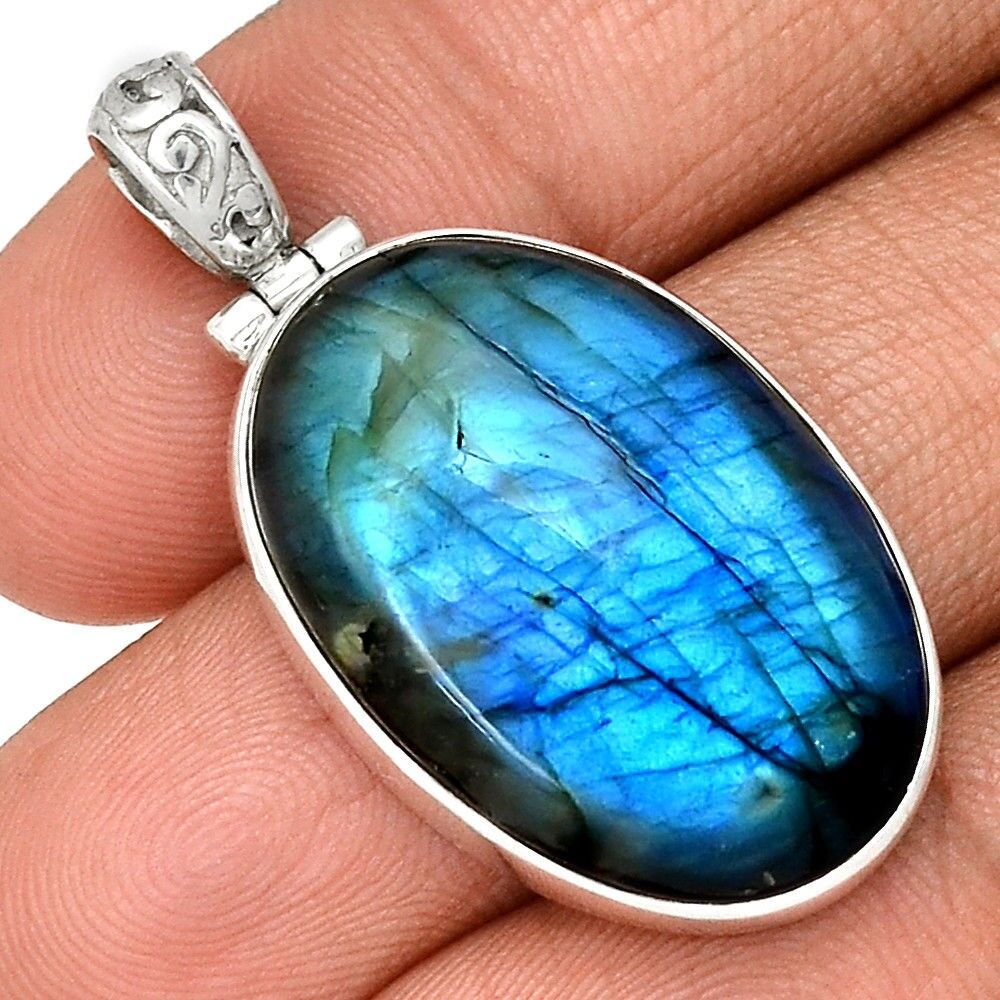 Pendentif protection labradorite Monture argent 925 ref 8154