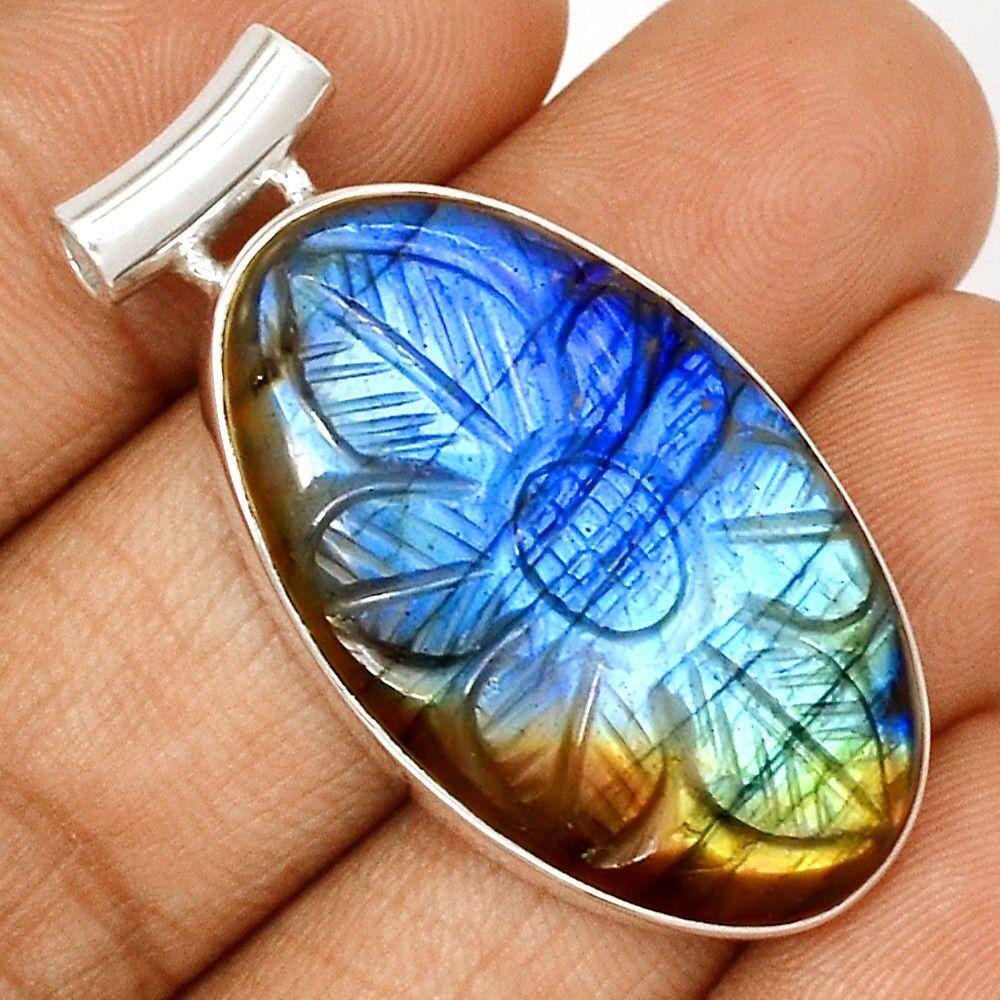 Pendentif protection labradorite Monture argent 925 ref 2410