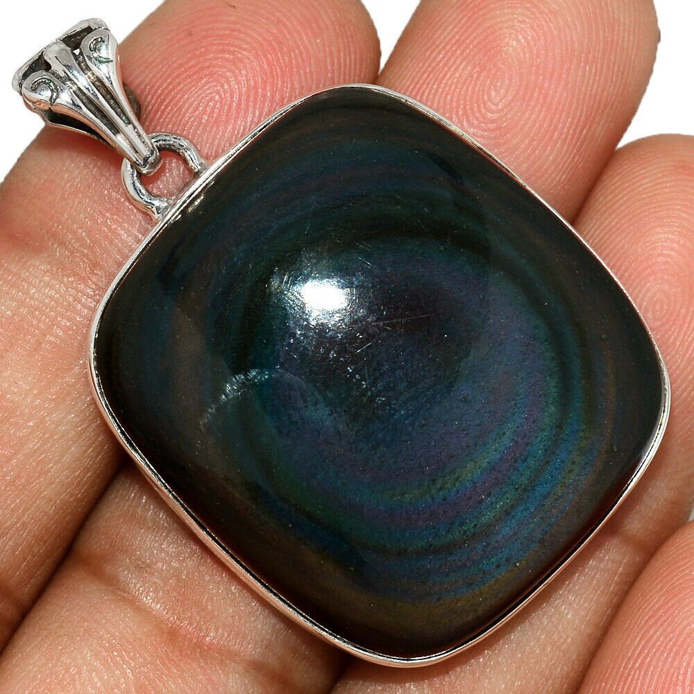 Pendentif Obsidienne oeil céleste monture argent 925 ref 5999