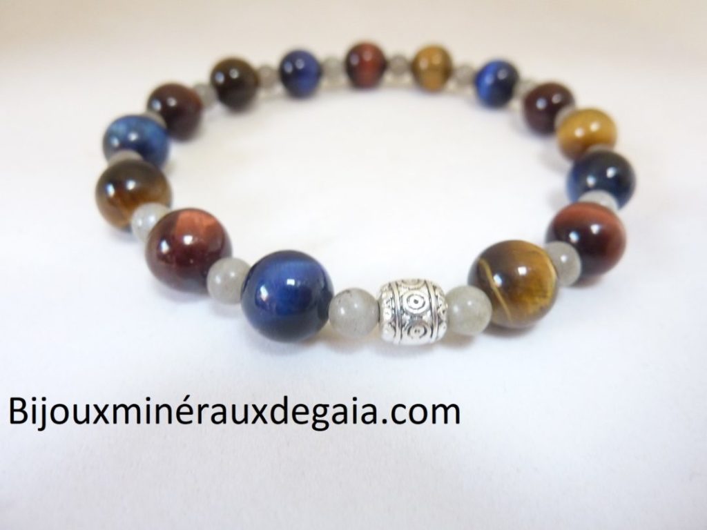 BRACELET OEIL DE TIGRE-FAUCON-TAUREAU-LABRADORITE