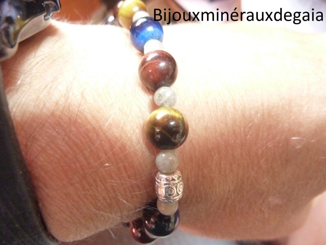 BRACELET OEIL DE TIGRE-FAUCON-TAUREAU-LABRADORITE