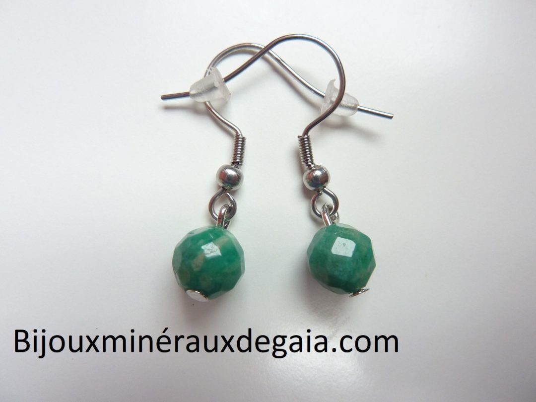 Boucles d'oreilles Amazonite perles à facettes 7,5 mm