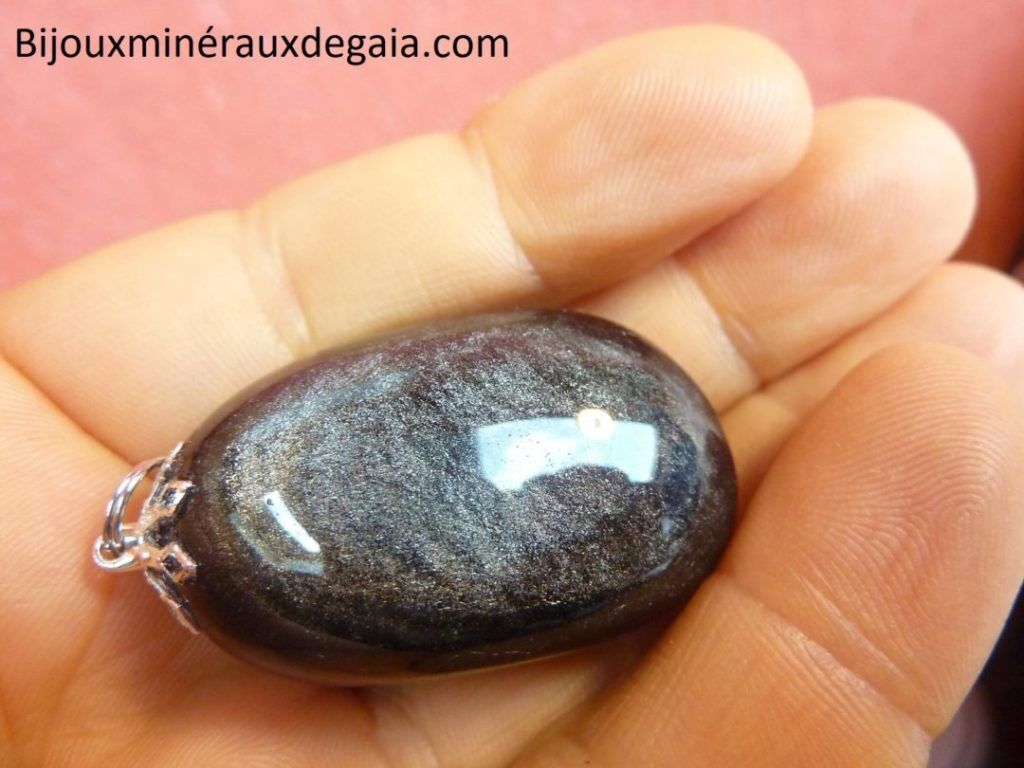 Pendentif obsidienne dorée poids 27 gr ref 2164