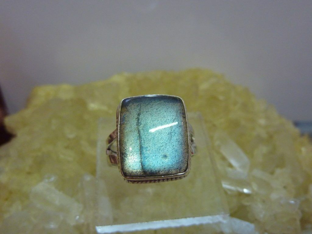 BAGUE EN LABRADORITE & ARGENT 925 TAILLE 57 3/4 NP3795