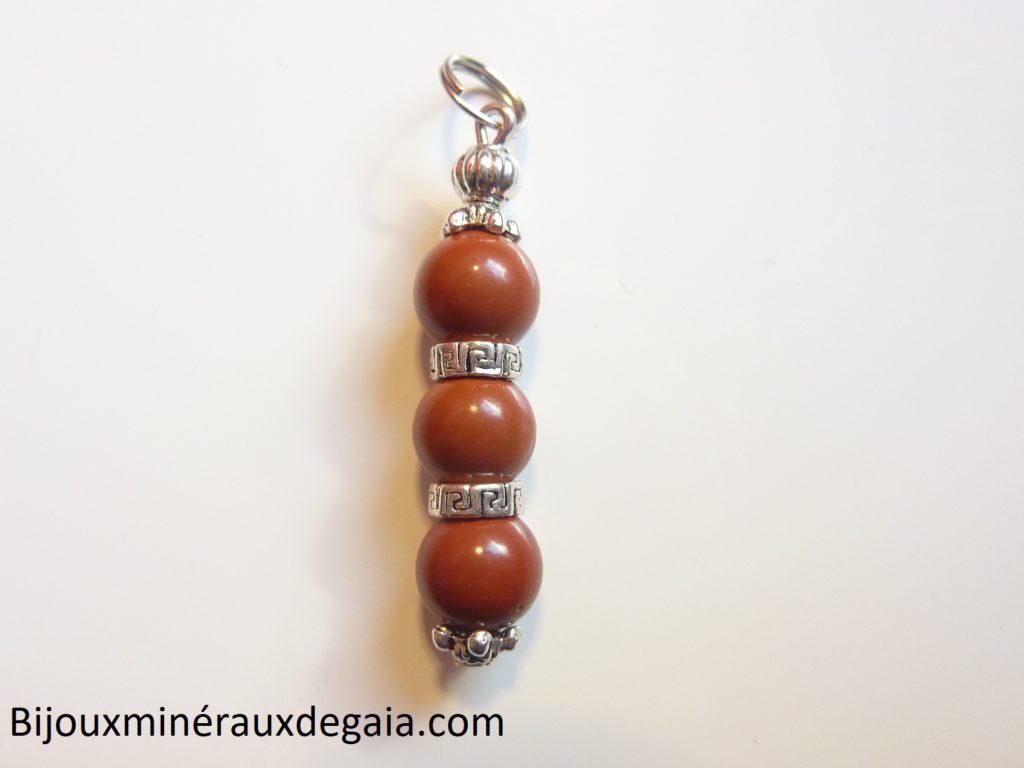 Pendentif Jaspe rouge-Perles rondes 8 mm