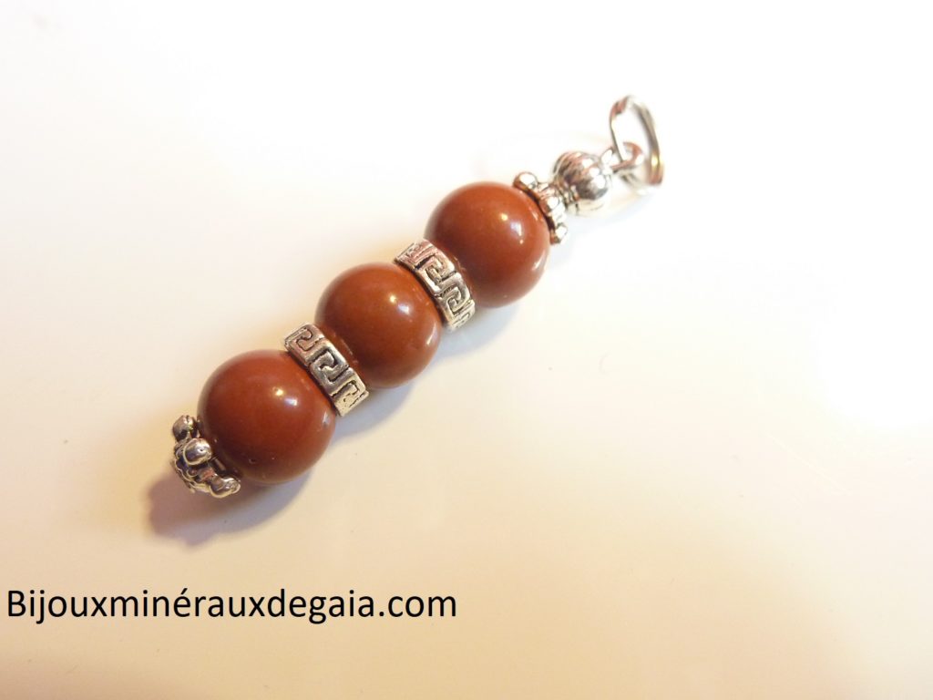 Pendentif Jaspe rouge-Perles rondes 8 mm