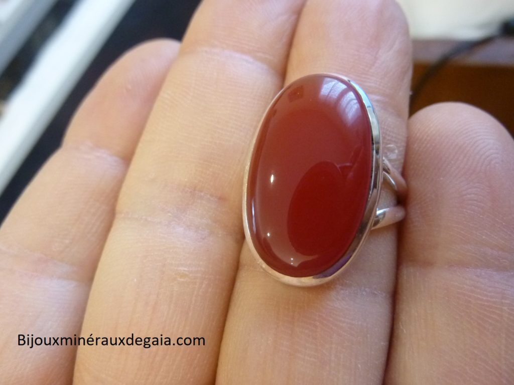 BAGUE CORNALINE MONTURE ARGENT 925 TAILLE 56 1/2 REF 4520