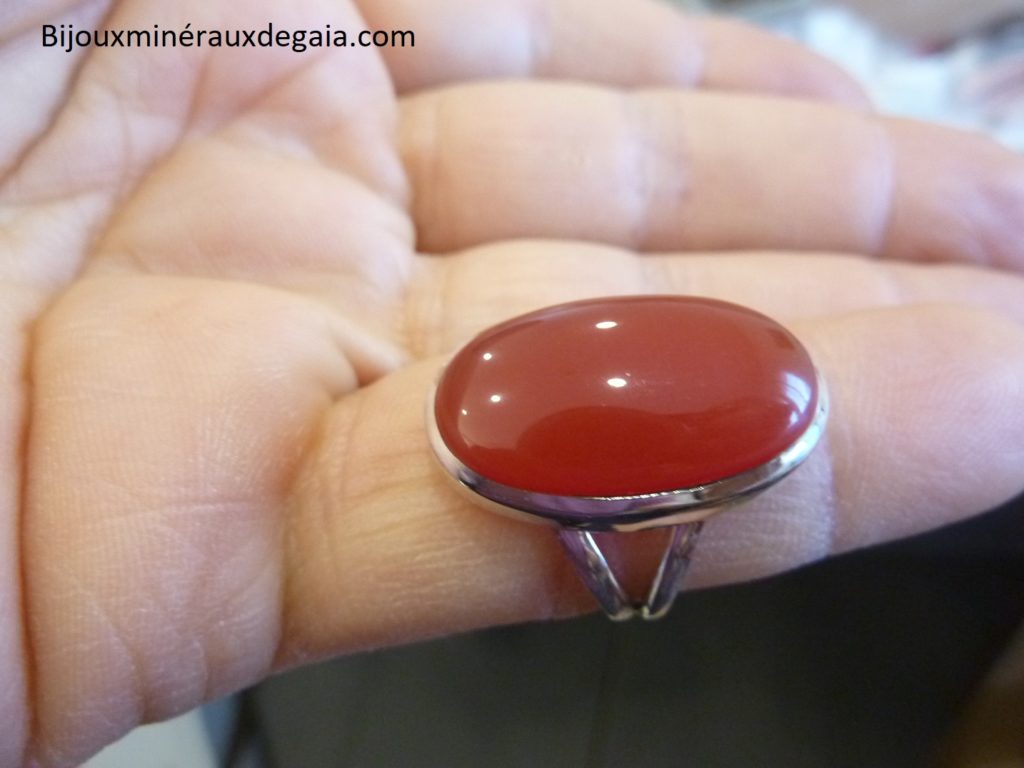 BAGUE CORNALINE MONTURE ARGENT 925 TAILLE 56 1/2 REF 4520