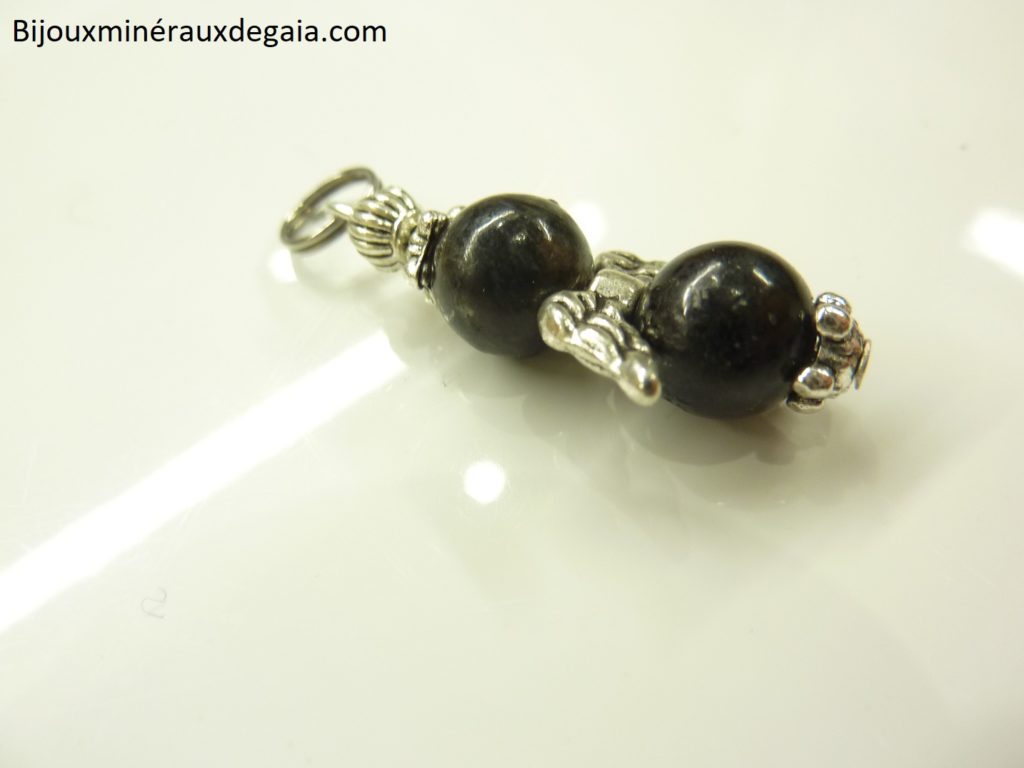 Pendentif Astrophyllite ange - Perles rondes 8 mm