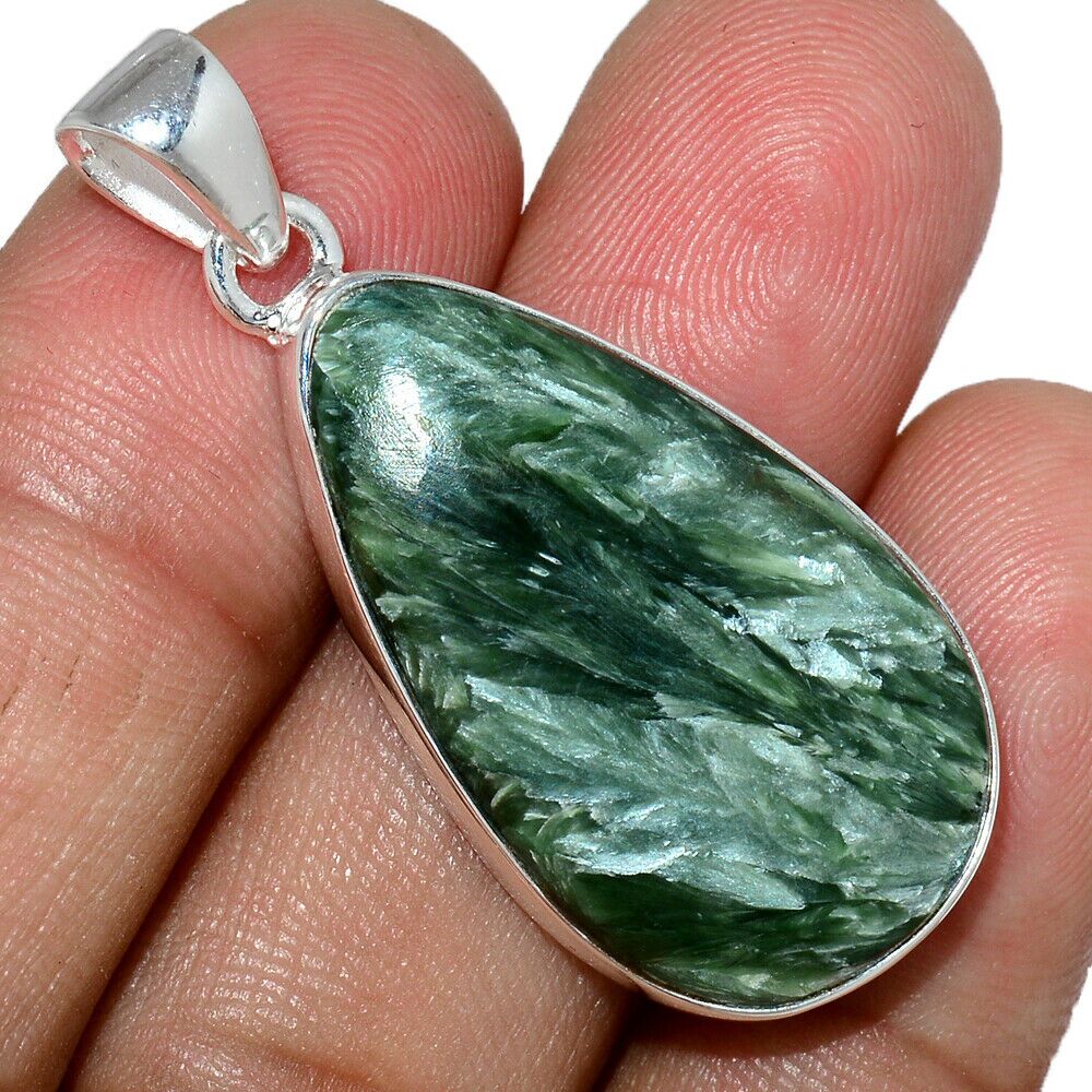 Pendentif Séraphinite Monture argent 925 ref 2611
