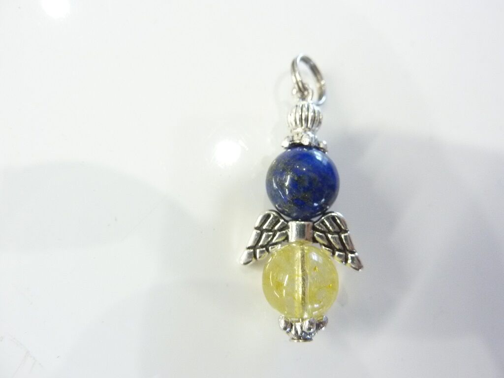 Pendentif Lapis lazuli-Citrine perles rondes 8 mm