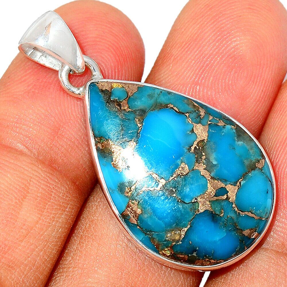Pendentif Turquoise monture argent 925 ref 6787