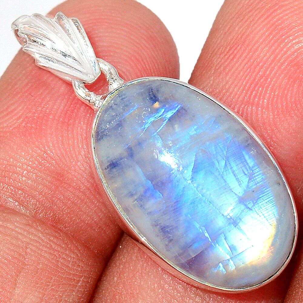 Pendentif pierre de lune monture argent 925 ref 9459