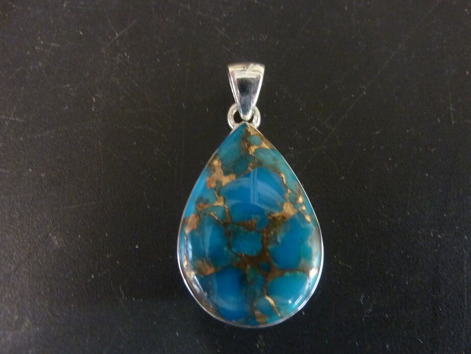 Pendentif Turquoise monture argent 925 ref 6787