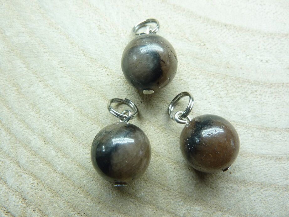 Pendentif Chiastolite-Andalousite - perle 12 mm