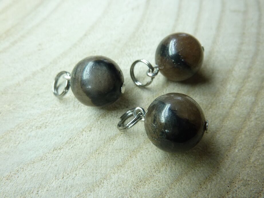 Pendentif Chiastolite-Andalousite - perle 12 mm