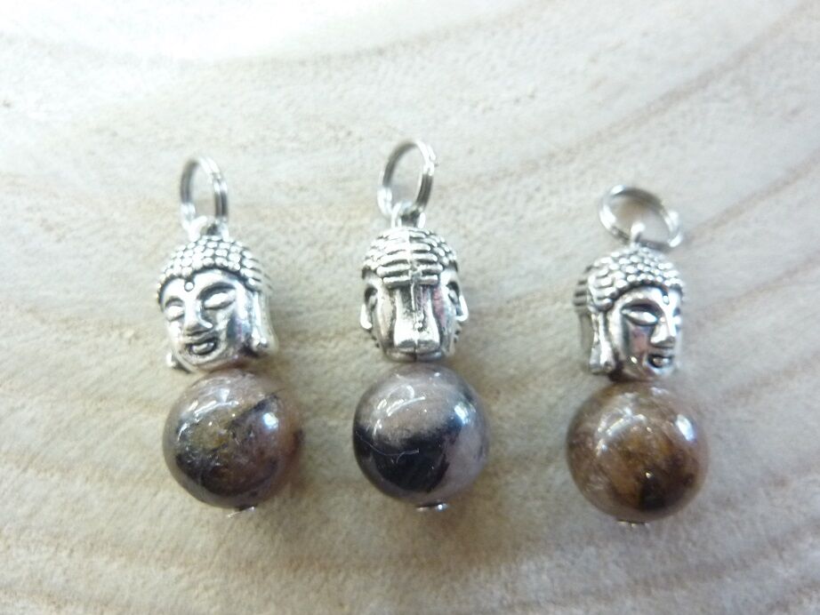 Pendentif Chiastolite-Andalousite - perle 10 mm