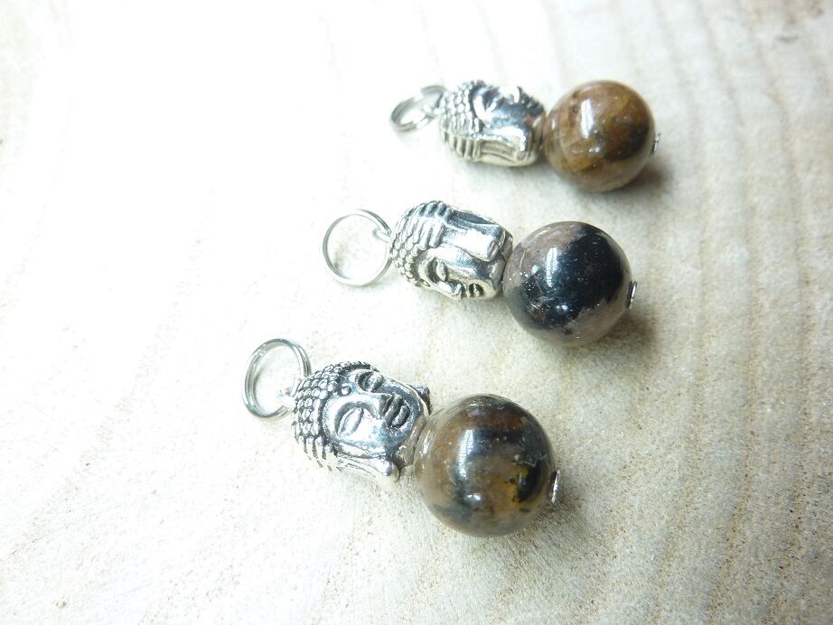 Pendentif Chiastolite-Andalousite - perle 10 mm